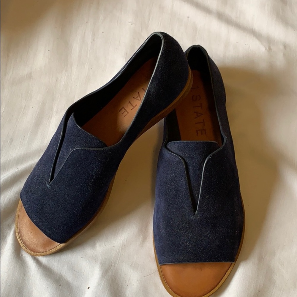 Navy blue slip on sandals